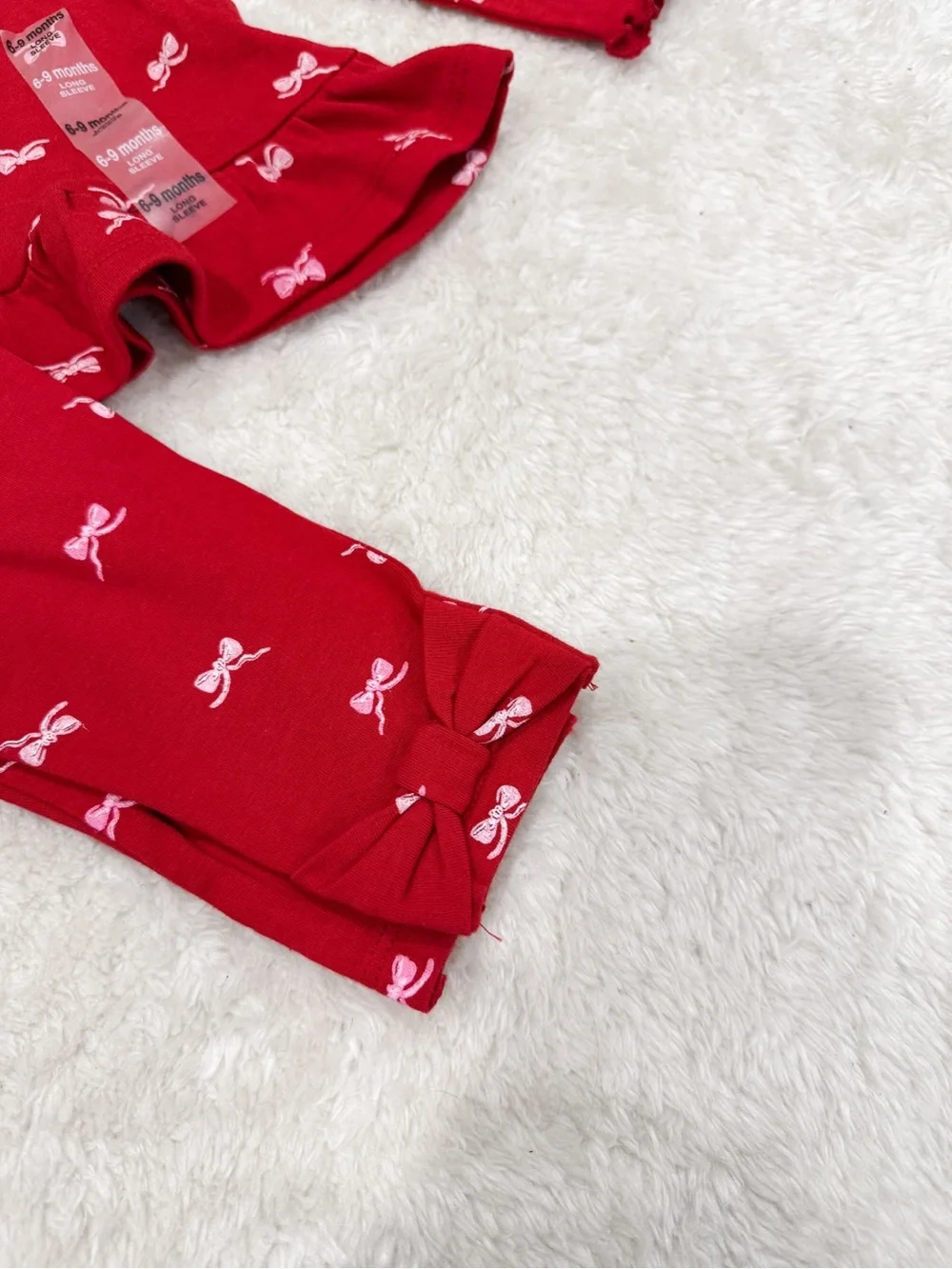 Kids Toddler Girls Red and Pink Bow Print 2-pc outfit Set